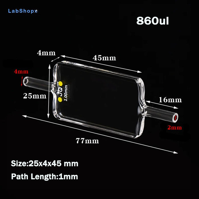 Quartz Flow Cuvette 1mm Cells Two Side Light Transmission | Labshopx