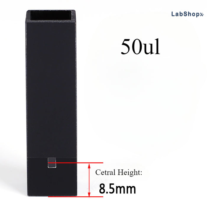 50ul Sub-Micro Quartz Cell with Black Walls Four Way Light | LABSHOPX