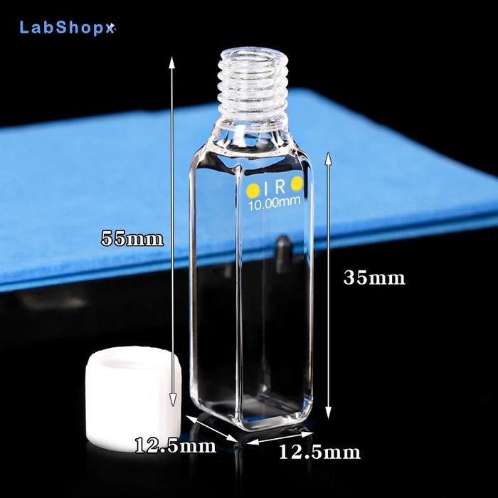 Infrared Quartz Fluorescence Cuvette 10mm Cell with Screw Cap | LABSHOPX