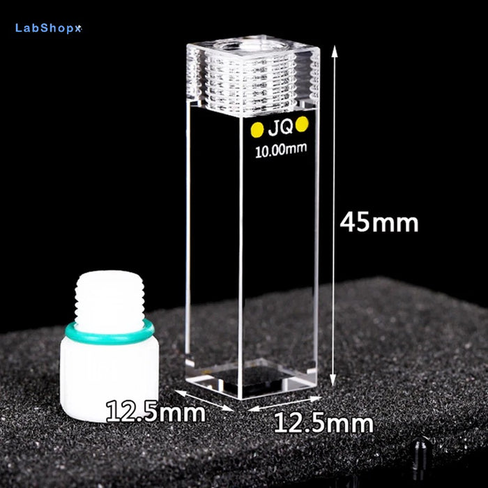 Quartz Fluorescence Cuvette Cell with Screw Cap 10mm for Lab| LABSHOPX