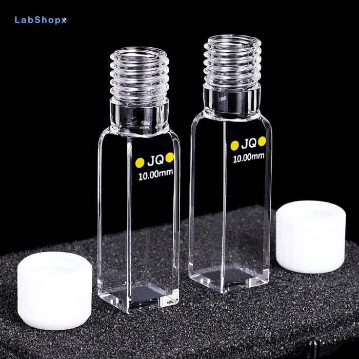 Quartz Fluorescence Cuvette Cell with Screw Cap 10mm for Lab| LABSHOPX