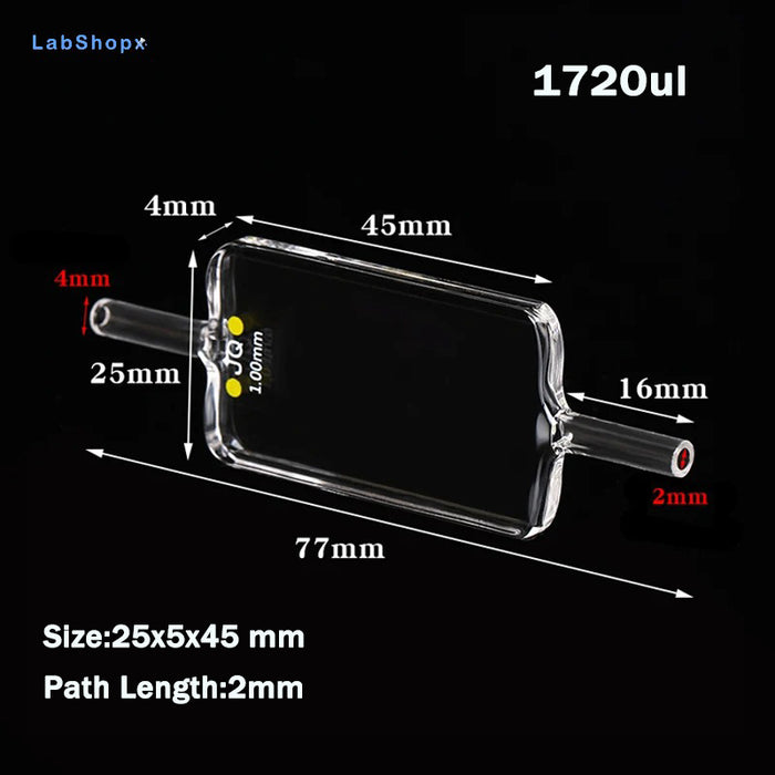 Quartz Flow Cuvette 1mm Cells Two Side Light Transmission | Labshopx