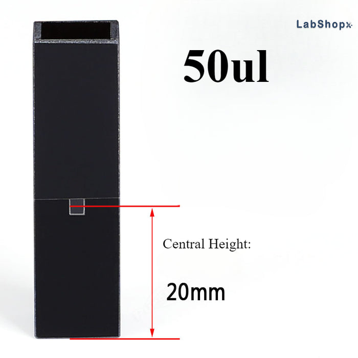 50ul Sub-Micro Quartz Cell with Black Walls Four Way Light | LABSHOPX